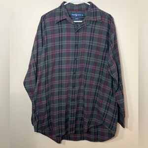 Ralph Lauren Men's Plaid Shirt in Gray and Red